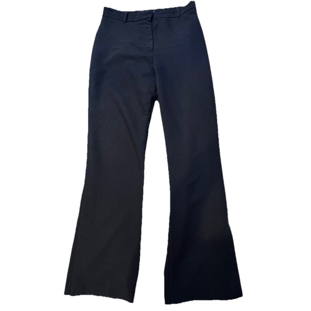 Zara Women's Black Split Slit Hem High Waisted Flare Straight Trousers Pants L